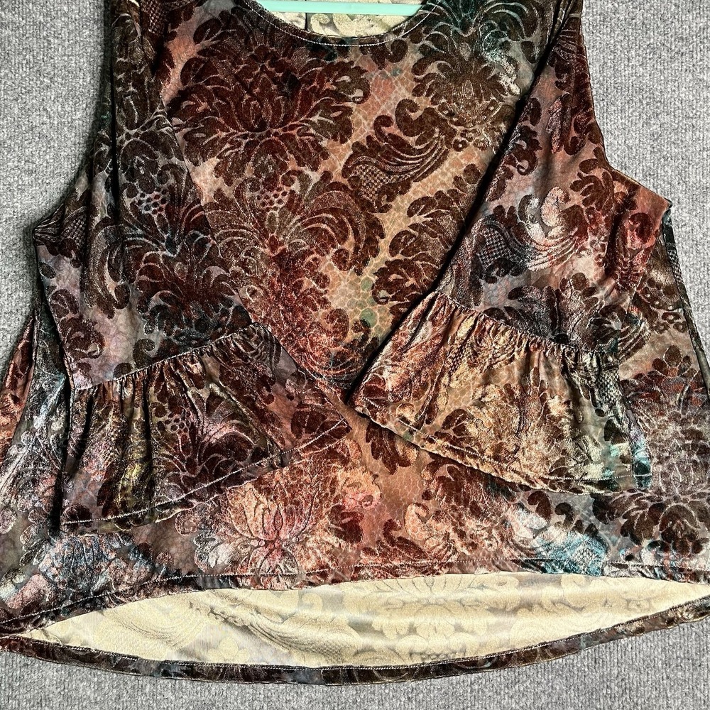 Bryn Walker Fran‎ Velvet Burnout Top Large Artistic Boho Lagenlook Moondance - Picture 8 of 11